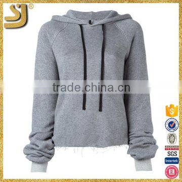 Fashion Custom Wear the Side Hem Grey Women Hoodie photo-2