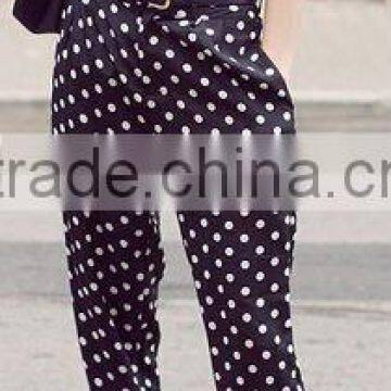 ladies comfortable balck and white point printed pants