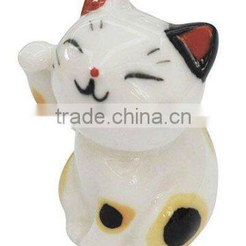 Handmade Porcelain Cat Decorations, White, about 37x24x24mm(HJEW-R119)