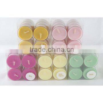 colored scented 14g tealight candle in PC cup