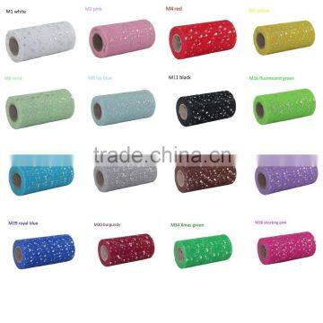 100% Polyester 6 inch x 25 yards shining sequin roll spool tulle fabric