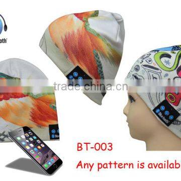 OEM welcome bluetooth heat tranfer printing hat with headphone/V3.0 bluetooth speaker hats