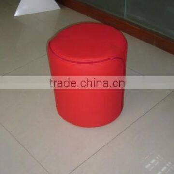 mini leather ottoman - red