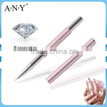 ANY Diamond Pink Metal Handle Micropainting Nail Art Asian Nail Supply Nail Brushes