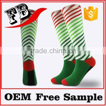jacquard long knee custom design socks stripe patterns custom logo and brand name