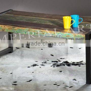 INDUSTRIAL FURNITURE IRON WOOD COFFEE TABLE