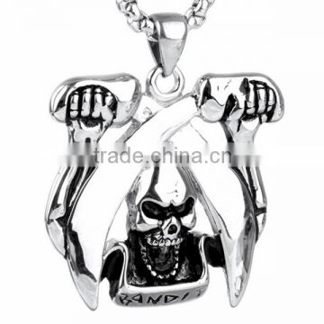 Fashion customized stainless steel double knife pirate skeleton pendant