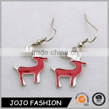 Beauty Red Deer Alloy Drop christmas Earrings