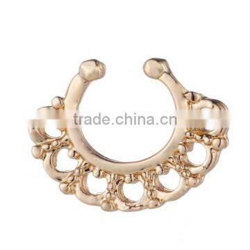 Fake Crystal Septum Hoop Ring Nose Body Piercing Jewelry Gold Rose photo-2