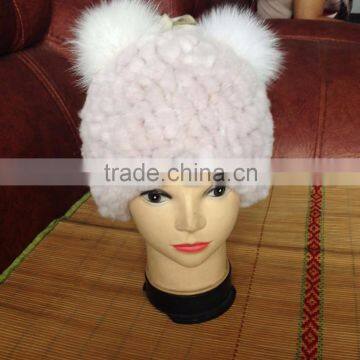 hot selling lovely fur hats with two fur ears