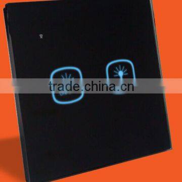 Beautiful LED Panel Touch Switch Wall Switch 2gangs Tempered Glass