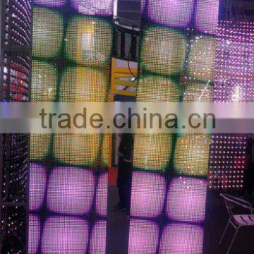 led strip curtain panel, full color transparent led mesh screen for stage