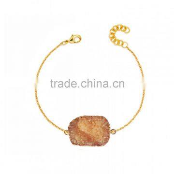 2016 Hot Selling Fashion Rough Natural Stone Bracelet Green Druzy Beads Bracelet