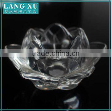 Pair of Crystal Lotus Pillar Candle Holder