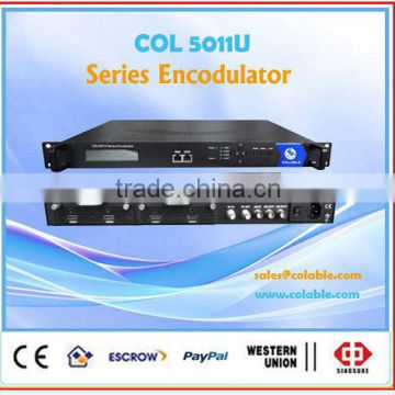 CATV digital headend equipment, encoder+modulator in one body,dvb-s2 tunner,RF modulator, Series Encode-modulator combo COL5011U