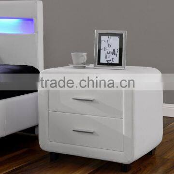 Italian Design Faux Leather PU Bedeside Table or Night Stand With Two Drawers Quality Choice