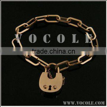 Lock pendant hollow oval link chains stainless steel bracelet wholesale