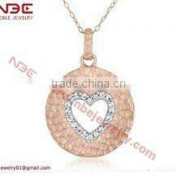 Hot sale love heart design fashion costum 925 silver jewelry pendant,AAA grade white cz,rose gold plated cheap pendant