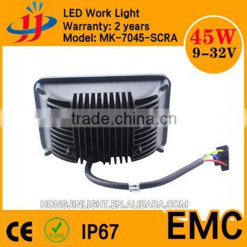 Hot Sale Led Work Light 45W Flush Mount Jeep Headlight 7inch 12v Square Headlamp