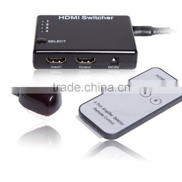 HDMI Switch 1x4 with IR remote control switch Support 3D 1080p