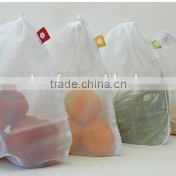 Customize Logo Label Reusable Eco Friendly Strong Drawstring Mesh Produce Bag