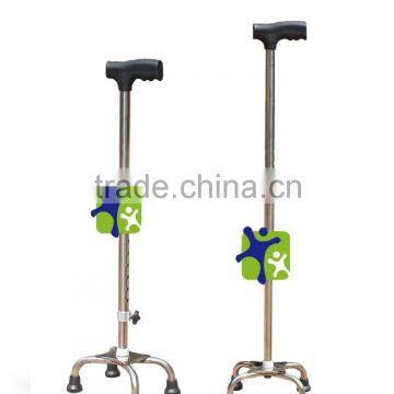 Adjustable Stainless steel cane with 4 legs adjustable walking canes, hot selling Four-feet walking stick SJ-BXG02 SIJIAO