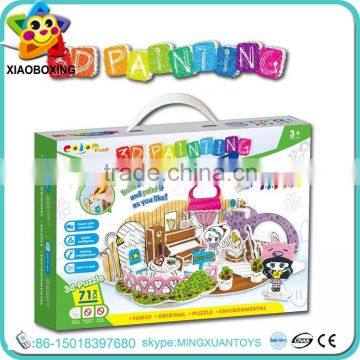 New styles kids painting set 3d paper puzzle toy