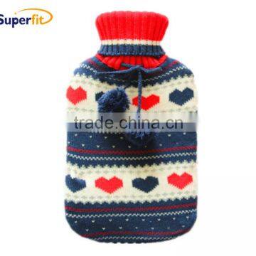 2L capacity fur accessory knitted rubber BS1970-2012 hot water bag covers
