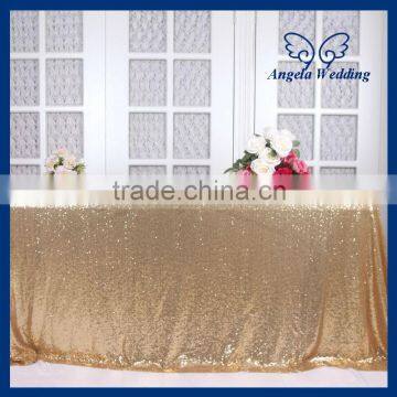 SQ001L fancy polyester 6ft rectangle embroidery beaded glitter metallic sequence wedding gold sequin table cloth