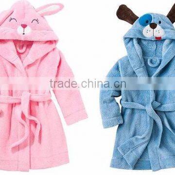 Eco-friendly cotton warmful character hooded baby night robes