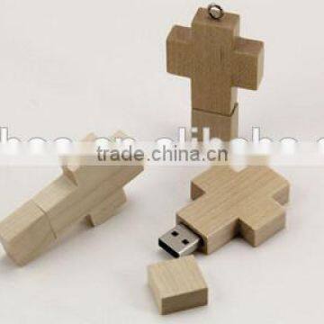 Wooden usb drive cross shape wood usb memroy,Usb flash disk 4GB full capacity free engrave logo.