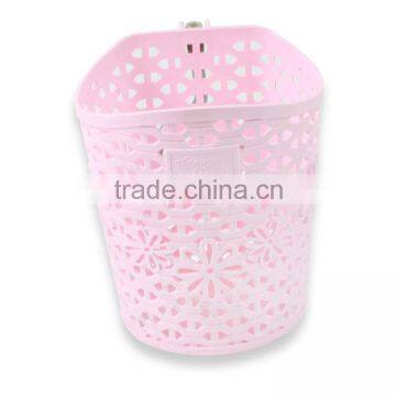 pp storage flower basket,pink plastic wicker basket with hook