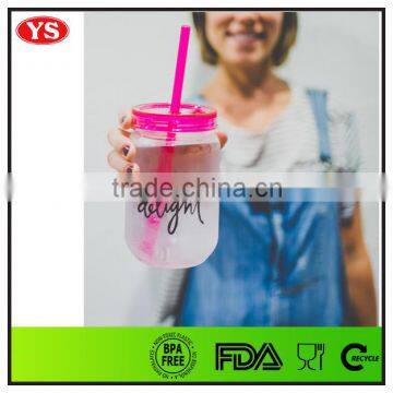transparent clear straw mason jars with logo printed for cold drinking