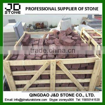 clef finish red sandstone cubic paving stone