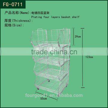 Supermarket Metal Chrome Plated Stacking Wire Mesh Baskets photo-2