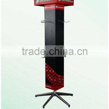 Metal rotating display stand with hanging hook for tools