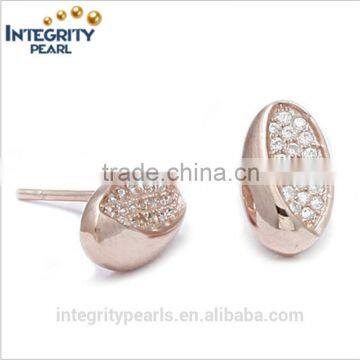 2016 New Style Silver Fashion Unique Design 925 silver rose gold plated earring