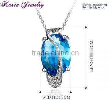 Big Sapphire Blue Crystal Platinum Plated Pendant Necklace Statement Necklace Women Fashion Necklaces for Women 2014 photo-2
