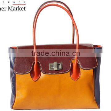 Colorful Handbag With Double Handle Handbags Italian Bags Genuine Leather Florence Leather Fashion photo-5