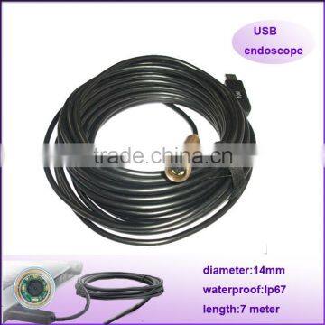 portable Mini 14mm Dia length 7m waterproof endoscope pipe inspection camera