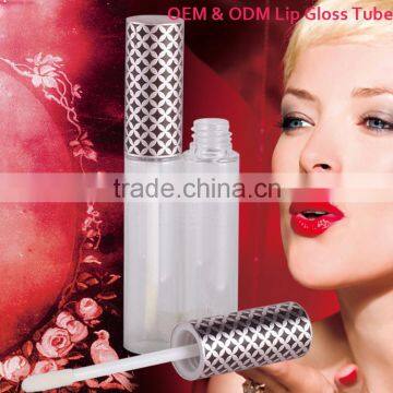 Customized fashional empty mini lip gloss case , aluminum led light lip gloss containers lipgloss tube with brush