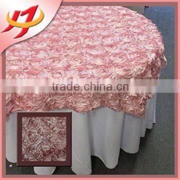 Ribbon Rosette Satin Table Overlay Square Tablecloth Cover - Dusty Rose photo-2