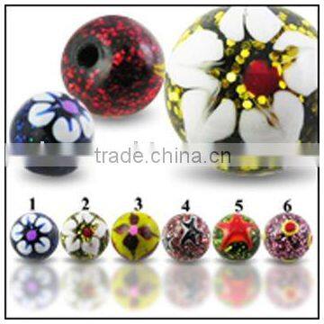 sweet printed picture UV ball acrylic body piercing jewelry,accessories