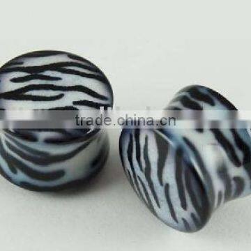 Fashion acrylic zebra body ear plug piercing jewelry