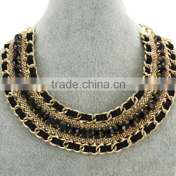 Stylish black layered stone necklace