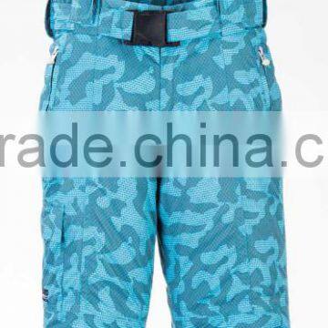 2015 high quality ski camouflage jumpsuit waterproof winter suspender trousters print overall pants