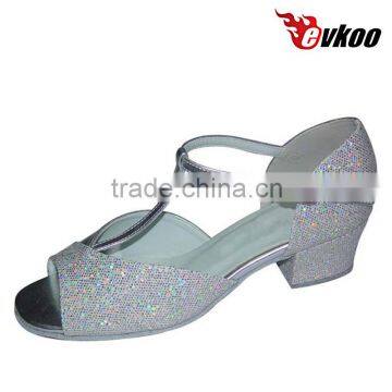 new fashion PU with shiny material upper flat/low heel dance shoes for kids/girls danse performance/practice factory price