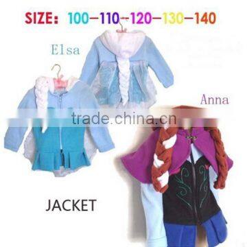 Girls autumn&winter coats 2014 plush linning elsa and anna frozen coat girls jacket coat