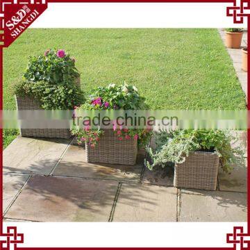 UV-resistant resin wicker square garden decor outdoor flower pots