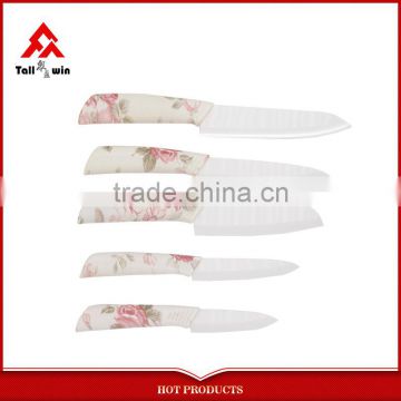 Rose printing 5pcs Non-stick coated kitchen knife set